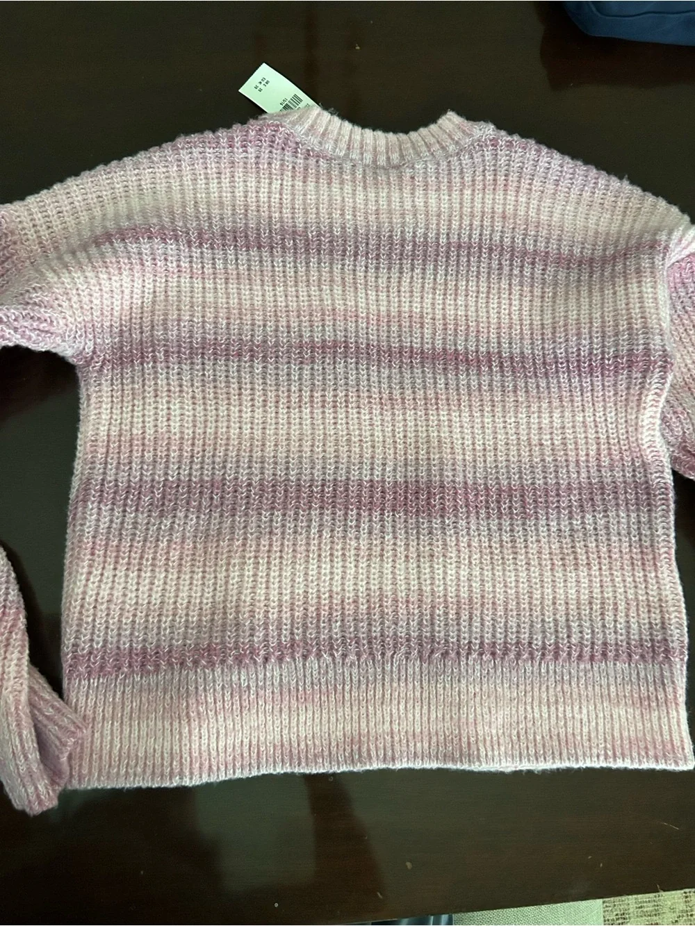 abercrombie kids Pink & Cream Striped Ribbed Crewneck Sweater